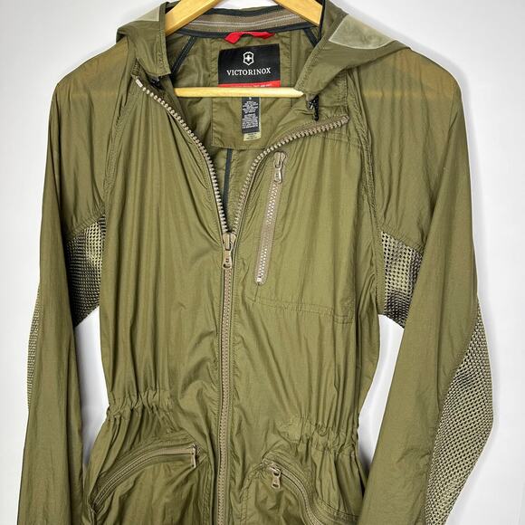 Victorinox Army Green Long High Low Mesh Lightweight Jacket Small - Picture 2 of 7